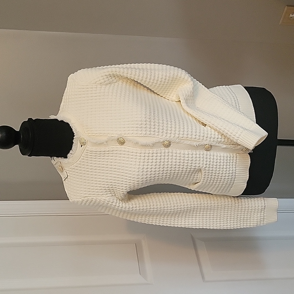 Express Cardigan Cream with Buttons NWTS